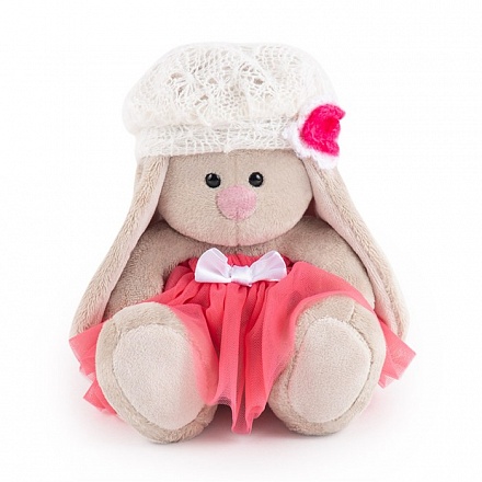 Мягкая игрушка – Зайка Ми в розовой юбке с белым беретом, малыш, 15 см 