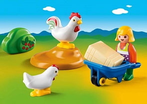 Игровой набор 1.2.3 - Жена фермера с курочками (Playmobil, 6965pm)
