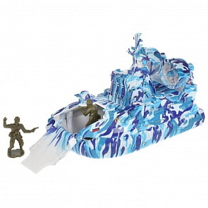 Десантный катер 18 см с солдатами свет-звук камуфляж люк открывается металлический (Технопарк, MURENA-16SLMIL-FIGBU)