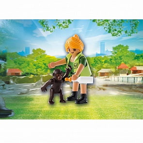 Игровой набор - Смотритель зоопарка с детенышем гориллы (Playmobil, 9074pm)