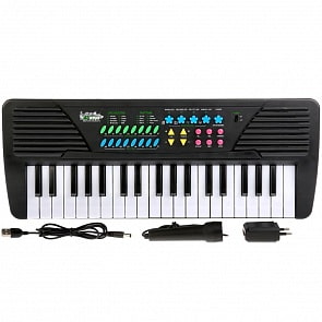 Электроорган, работающий от батареек или сети, со светом, микрофоном, 37 клавишами (B1655855)
