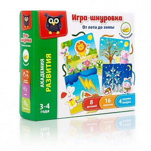 Игра-шнуровка с липучками - От лета до зимы (Vladi Toys, VT5303-05)