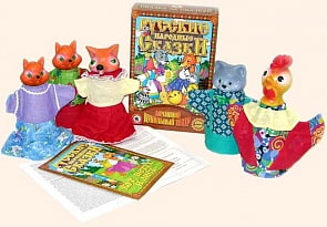 Кукольный театр "Кот, Петух и Лиса" 5 персон (Русский стиль, 11208в)