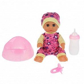 Интерактивный пупс – Алина, пьет, писает, с аксессуарами, 50 звуков, 20 см (Карапуз, Y20DP-35685)