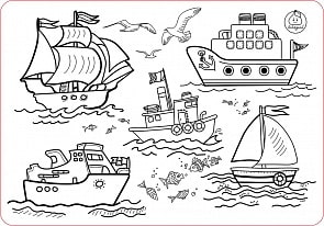 Коврик-раскраска маленький - Кораблики, размер 48 х 33,5 см (ЯиГрушка, 59899)