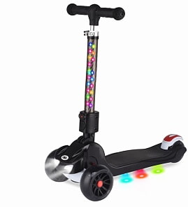 Самокат трехколесный, управление наклоном, PU колеса со светом, складной руль, фары, звук (Navigator, Т15366К)