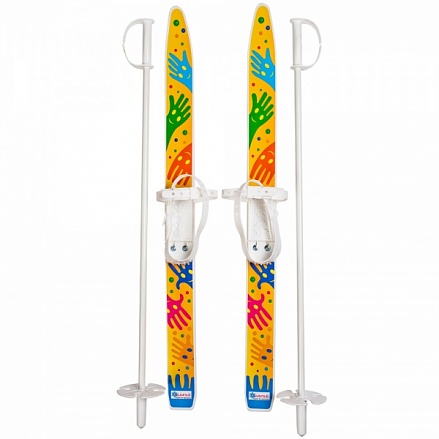 Лыжи детские из серии Лыжики – Пыжики, 75 см., мягкое крепление пластик, с палками 