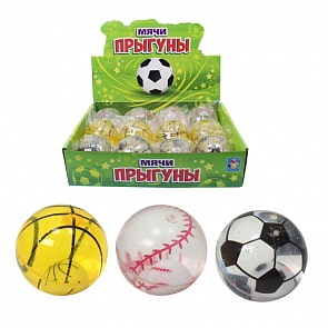 Мячик-прыгун – Спорт, прозрачный с водой внутри, свет, 6,5 см (1Тоу, Т15230) (ассортимент)