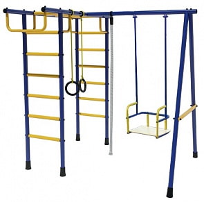 Детский спортивный комплекс металлический Лидер Д2-01, с металлическими качелями, сине/жёлтый (Лидер, Д2-01)
