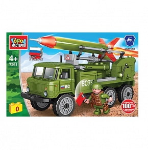 Конструктор ГАЗ-66 с ракетой 132 детали (Город мастеров, 7261-KK)
