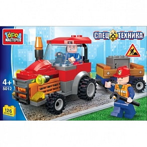 Конструктор - Трактор с тележкой, 103 детали (Город мастеров, AA-5012-Rsim)