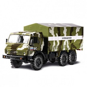 Инерционная металлическая машина КАМАЗ "Спецназ" свет, звук 1:43 (Технопарк, KAMAZ-26sim)