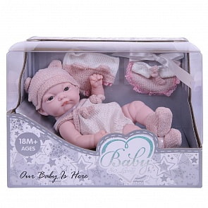 Пупс - Baby So Lovely, в голубом костюмчике с шапочкой и аксессуарами, 25 см (Junfa Toys, 203-1)