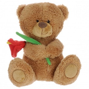 Мягкая игрушка - Медвежонок Сэмми с красной каллой, музыкальный, 18 см. (Lava, Л8733N)