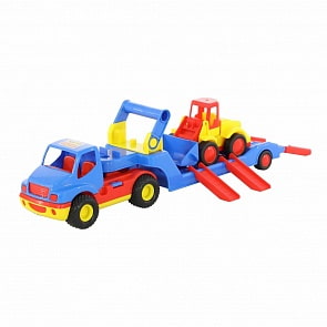 Автомобиль-трейлер КонсТрак и погрузчик Базик, в коробке (Полесье, 38807)