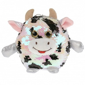 Игрушка мягкая - Корова из пайеток, пятнистая, 17 см (Мульти-пульти, JE7002-1LNS)