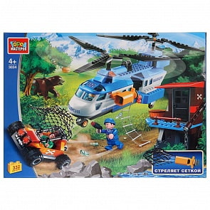 Конструктор - Погоня за браконьером, с фигурками, 332 детали (Город мастеров, 3034-LL)