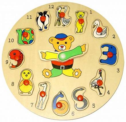 Детские деревянные часы - Мишка 