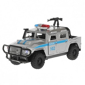 Модель Полиция АМН ВПК свет-звук 12 см двери и багажник открываются инерционная металлическая (Технопарк, AMNPICKUP-12SL-POL-GY)