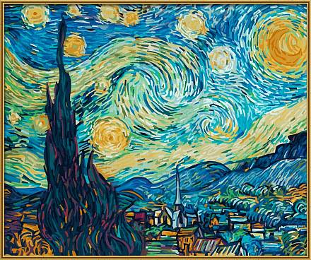 Раскраска по номерам – Звёздная ночь, художник Ван Гог, 50 х 60см 