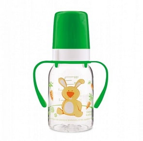 Бутылочка тритановая Cheerful animals с ручками с силиконовой соской, 120 мл, 3+, зайка (Canpol babies, 11/823_250930063)