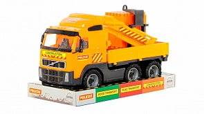 Автомобиль-кран Volvo с манипулятором и конструктором Супер-Микс, 30 элементов на поддоне (Полесье, 58300) (ассортимент)