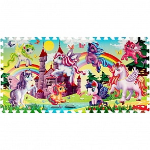 Коврик-пазл Единороги 8 сегментов (Играем вместе, FS-UC)