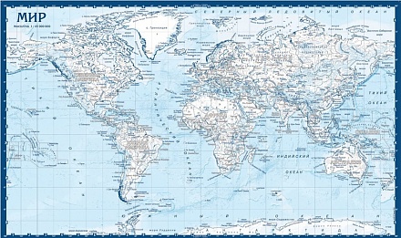 Контурная настенная карта мира 