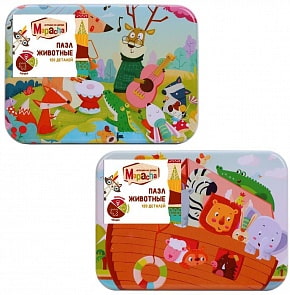 Пазл – Животные, 120 деталей, в жестяной коробке (Mapacha, 76769) (ассортимент)