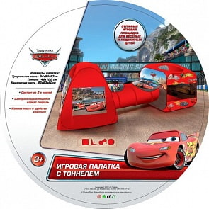 Детская игровая палатка "Тачки" с тоннелем в сумке (Играем вместе, GFA-2TONCARS-Rsim)