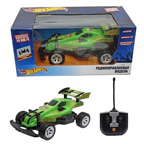 Машинка багги Hot Wheels на радиоуправлении, масштаб 1:20, скорость – 14 км/ч, со светом, на батарейках, зелёная (1Toy, Т10975)