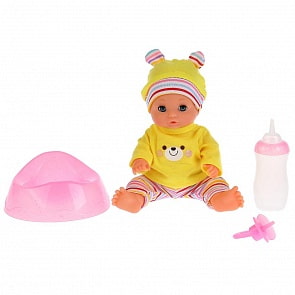 Интерактивная кукла - Пупс с аксессуарами, 3 функции, 20 см, пьет, писает и закрывает глазки (Карапуз, Y20DP-NN-RU)