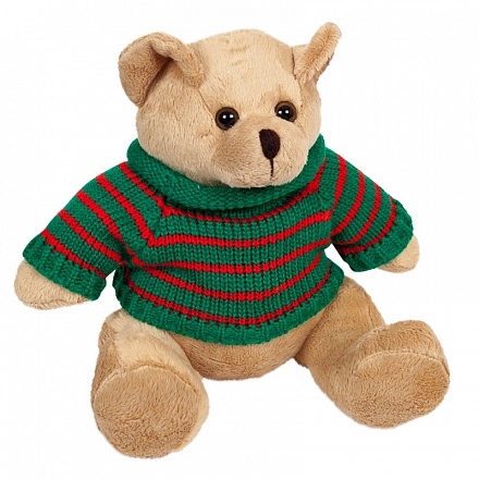 Мягкая игрушка – Медведь в свитере, бежевый, 12 см 