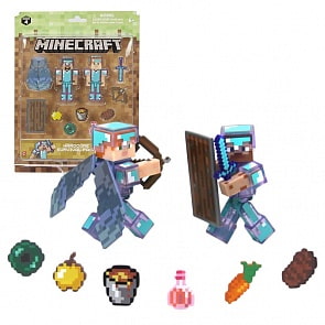 Набор фигурок Minecraft Steve & Alex - Хардкор набор для выживания, 8 см (Jazwares, TM16472)