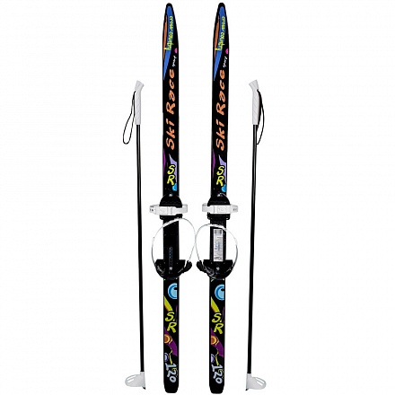 Лыжи подростковые ­Тяни-толкай Ski Race с палками черный