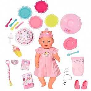 Интерактивная кукла Baby born - Нарядная с тортом, 43 см (Zapf Creation, 825-129)