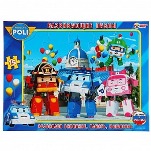 Развивающие пазлы в рамке Умные игры - Робокар Поли, 15 деталей (Умка, 4680013713744)