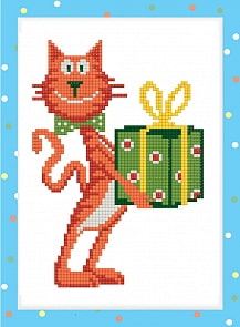 Мозаика кристальная - Кот с подарком (Freyja, ALVS-023)