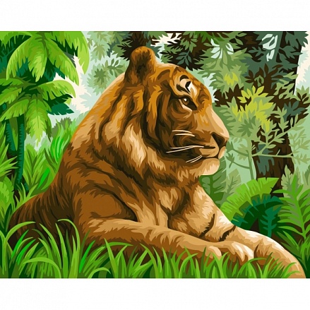 Рисование по номерам на холсте - Тигр в Джунглях, 40 х 50 см 