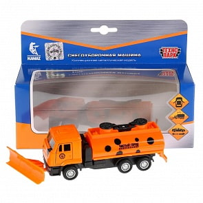 Снегоуборочная машина Камаз, инерционная, белая, открываются двери, 14 см (Технопарк, SB-18-07WB)