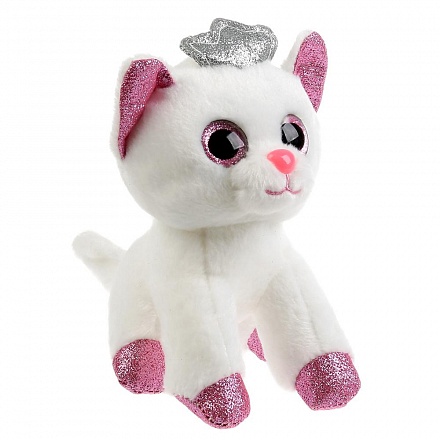 Игрушка мягкая - Белая кошечка, 15 см 