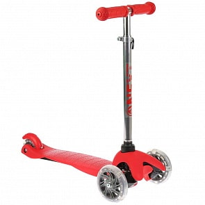 Трехколесный самокат, управление наклоном, светящиеся колеса 11 и 7,6 см, красный (Next, JP-MG-02V-RED)