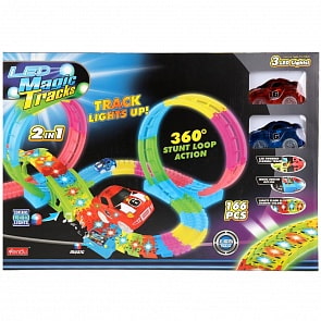Трек светящийся с машинками - Magic Tracks 7735, 166 деталей, свет и звук (Shantou, 1804B159sim)