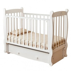 Кровать детская Красная Звезда С 717 Елисей, резьба  со стразами №5 Паровозик, белый (Красная Звезда, КЗ-С 717_белый)