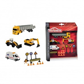 Набор строительной техники и дорожных знаков (Majorette, 2057971)