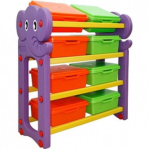 Стеллаж для хранения игрушек с крышками, 4 секции (Happy Box, JM-809B)