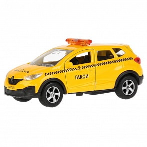 Машина инерционная металлическая - Renault Kaptur - Такси 12 см, открываются двери и багажник (Технопарк, SB-18-20-RK-T-WB)