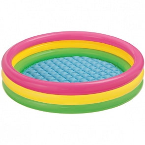 Надувной бассейн - Радуга с надувным полом, 147 х 33 см., от 2 лет (Intex, с57422)
