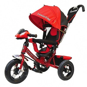 Велосипед 3-х колесный с ручкой управления - Lexus Trike, красный, светомузыкальная панель, надувные колеса диаметром 30 и 25 см (Lexus Trike, 950M2-N1210-REDsim)