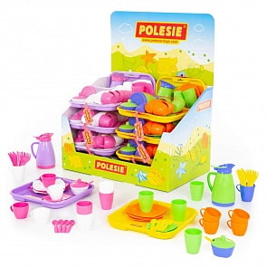 Набор детской посуды Алиса с подносом на 4 персоны, дисплей №8 (Полесье, 49759) (ассортимент)